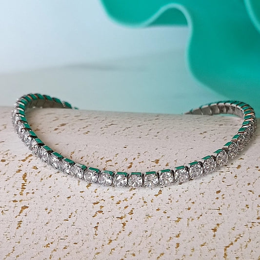Bracciale tennis in argento 925 e zirconi extra white 3 mm con chiusura regolabile